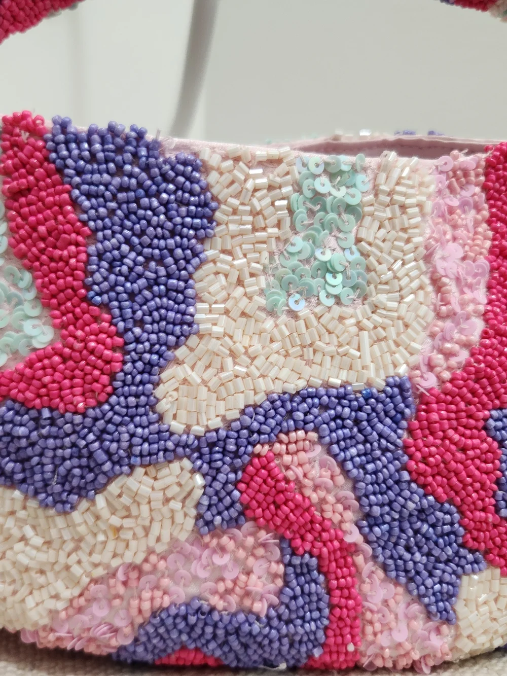 Beaded Mini Shoulder Bag in Pink Multicolor! - Picture 4 of 7